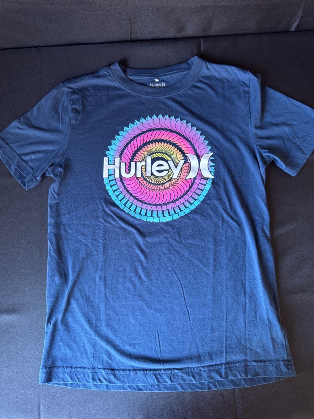 Hurley Navy Tee with Bright Spiral Logo